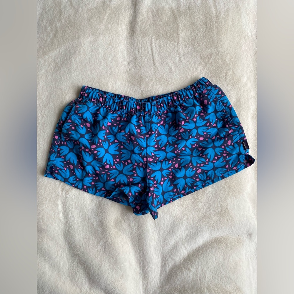 Patagonia shorts in blue and pink print | summer | beach | athleisure | large